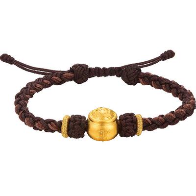 明牌珠宝足金编织聚宝盆手链