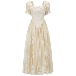 LaceMade 花烛泪 法式复古宫廷重工收藏蕾丝鱼骨连衣裙轻婚纱礼服