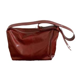 摩西奶奶 头层牛皮单肩斜挎红色托特包vintage极简包2025秋冬新款