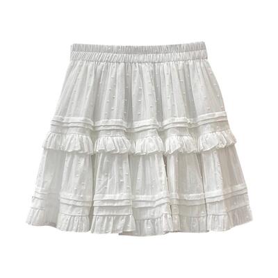 大码胖mm白色蕾丝短裙女春夏2025年新款蛋糕裙高腰a字蓬蓬半身裙