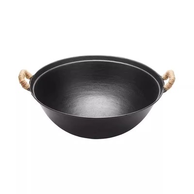 王源吉双耳铸铁锅苏锅王炒锅家用生铁锅炒菜专用燃气灶煤气灶通用