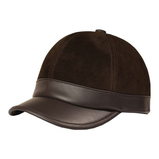 真皮帽子男羊皮地主瓜皮帽男士中老年人司机秋冬短檐棒球帽鸭舌帽