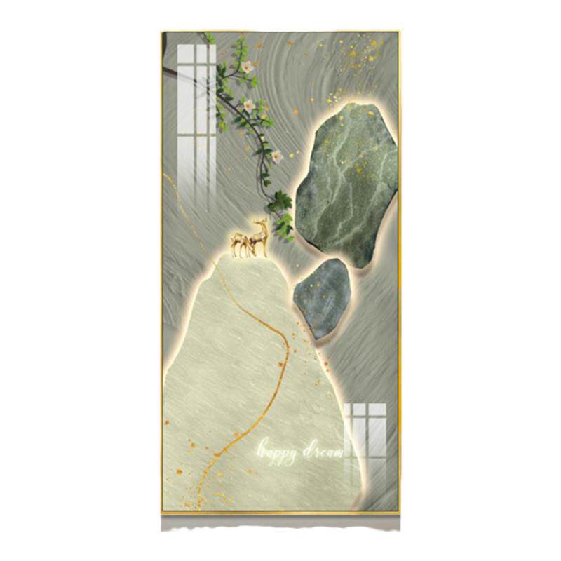 奶油风玄关装饰画竖版壁画晶瓷画