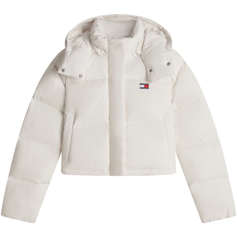 Tommy女装可拆卸帽宽松短羽绒服
