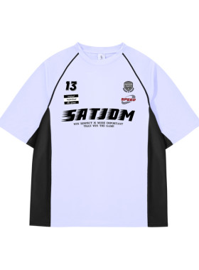 SATJDM美式拼接撞色训练短袖