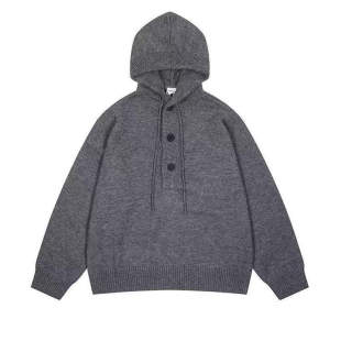 美式潮流cleanfit连帽针织衫男秋冬季高街宽松高级感痞帅毛衣外套