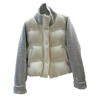 针织拼接短款羽绒服女小个子外套