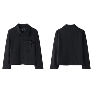 东京岁时记jk制服学院风黑色西服设计感蝴蝶结小西装套装外套女秋