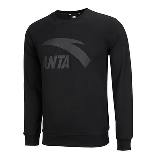 安踏卫衣女2026秋冬季新款加绒加厚无帽宽松长袖圆领白色套头上衣