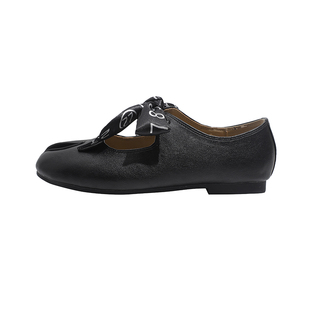 真皮~骄屿蝴蝶结分趾芭蕾玛丽珍鞋女2026春新款浅口通勤猪蹄单鞋