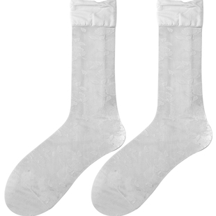 夜间教习室玫瑰花丝袜长筒薄款袜子女秋季中筒袜jk日系可爱白色