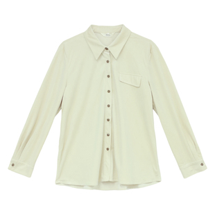 it'real瑞尔冬季新款复古翻领绒面百搭长袖衬衫上衣女装