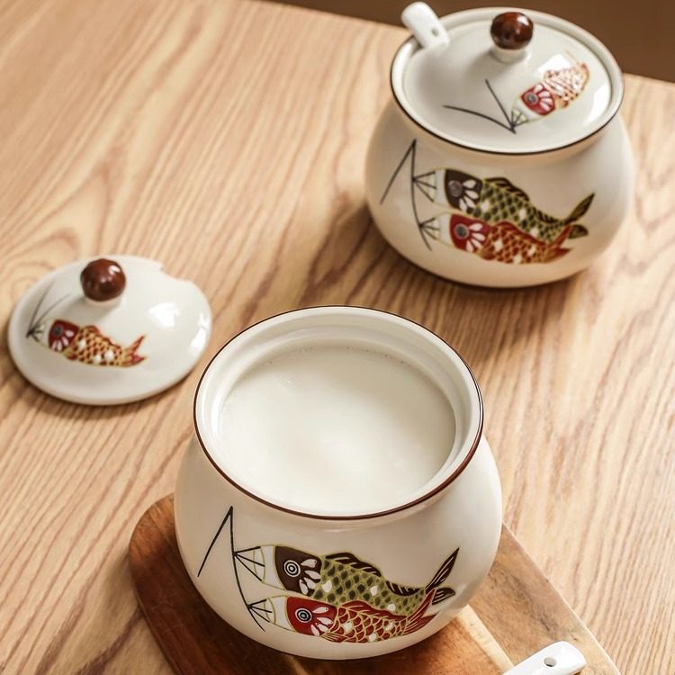 家用厨房装猪油罐陶瓷辣椒油罐耐高温油泼辣子罐盐罐辣椒罐荤油罐