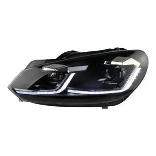 适用高尔夫6大灯总成6代改装led双L日行灯gti氙气透镜疝气高配r20