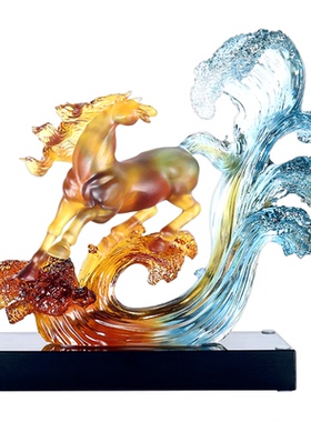 琉璃跃马摆件办公室桌面摆设