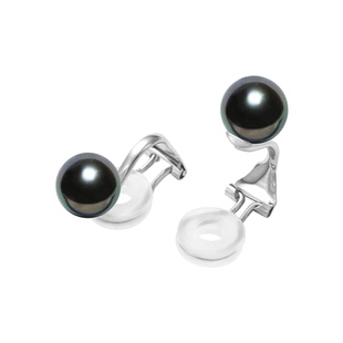 GiO珠宝 18K金大溪地海水黑珍珠耳夹无耳洞无痛耳饰