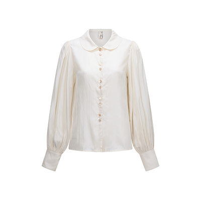 [鹦鹉梨严选]Chings 大灯笼袖衬衫 内搭哑光缎面优雅内搭上衣8875