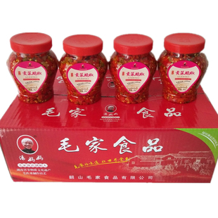 汤妈妈湖南特产韶山毛家食品贡菜脆椒450g*12瓶整箱饭店剁辣椒酱