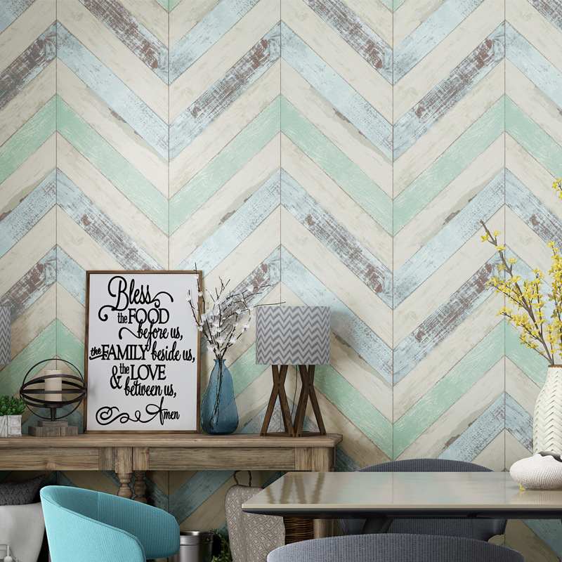 新款直销复古北欧风格仿木纹木板墙纸怀旧地中海电视背景卧室客厅