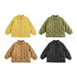 幼悠男童2025新款简洁翻领衬衫羽绒服冬季时尚宽松防风保暖外套潮