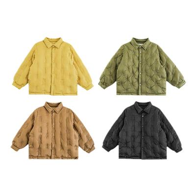 幼悠男童2025新款简洁翻领衬衫羽绒服冬季时尚宽松防风保暖外套潮