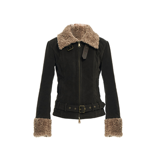 LINY LIBERTY 25AW 复古巴恩风麂皮夹棉加厚外套女短款夹克棉衣