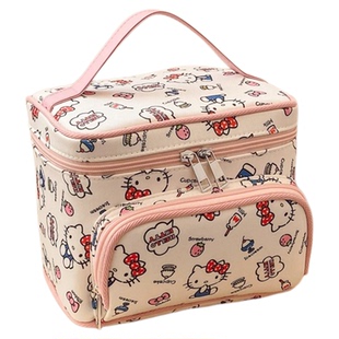 雾花HelloKitty新款化妆包女大容量分层多格便携旅行收纳包化妆箱
