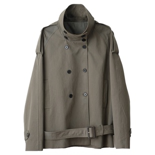 AIRROOM复古双排扣经典大翻领风衣外秋季廓形设计感短款上衣外套