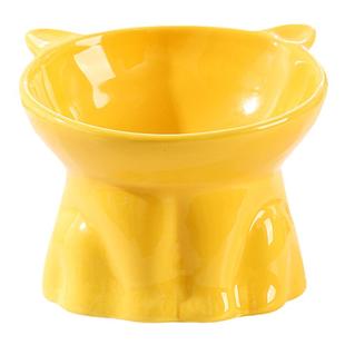 可爱猫碗陶瓷防黑下巴倾斜高脚护颈猫盆狗碗饮水宠物碗食盆防打翻