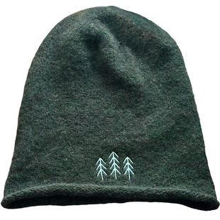 森系文艺刺绣森林树木堆堆帽子女羊毛毛线帽冬季保暖复古长款冷帽