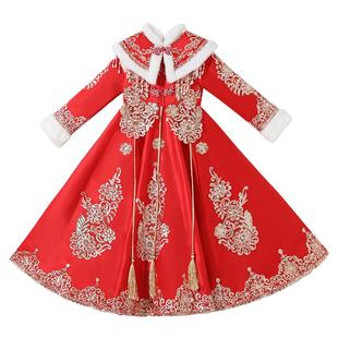 儿童汉服冬季超仙女童连衣裙古装加厚拜年服新年女孩过年喜庆衣服