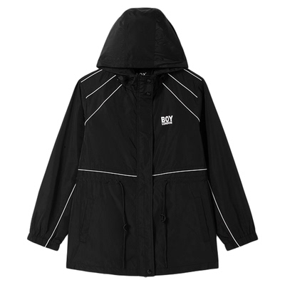 BOYLONDON春季潮牌休闲时尚连帽拉链女士收腰显瘦夹克外套W23063