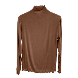 白色加绒半高领打底衫女秋冬2025新款木耳边内搭长袖磨毛中领上衣