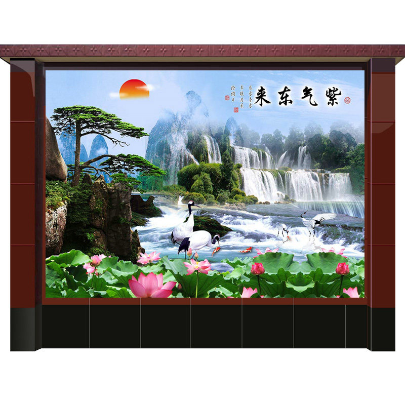高温烧背景墙山水迎门墙瓷砖壁画