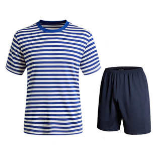海魂衫短袖男夏季体能训练服透气速干作训服蓝白条纹上衣T恤