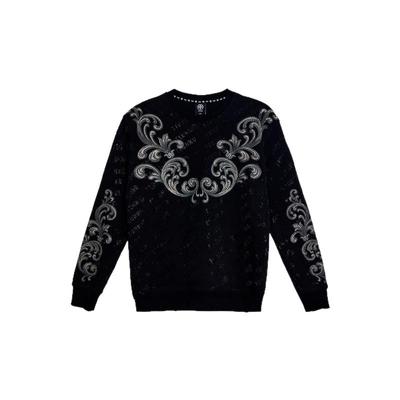 TCH 潮牌满印烫钻图腾字母百搭潮长袖圆领卫衣男女同款24秋冬新款