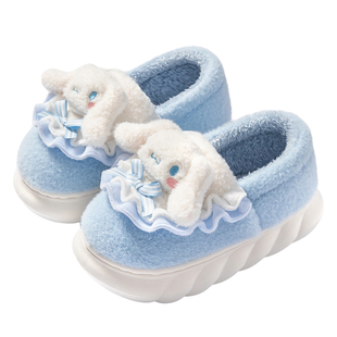 玉桂狗儿童棉拖鞋女童冬季亲子宝宝包跟室内家居库洛米保暖棉鞋女