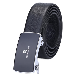 梦特娇男士腰带头层牛皮商务正装婚礼内穿内扣镜面自动扣西裤皮带