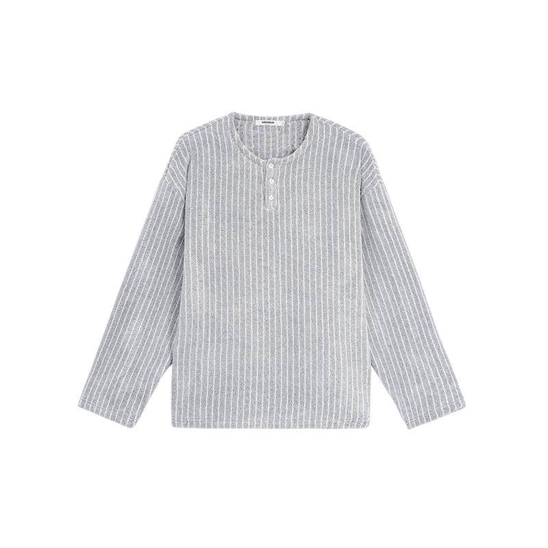 BODYDREAMHOME毛绒保暖家居服舒适居家风撞色条纹长袖睡衣套装