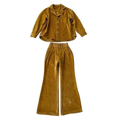冷大娘定制复古摩登丝绒西装套装