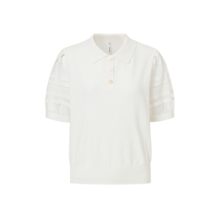 VGRASS女装毛针织衫夏季新款艺术感清爽T恤短袖polo领上衣