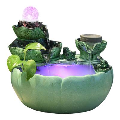 荷花风生水起流水喷泉摆件乔迁