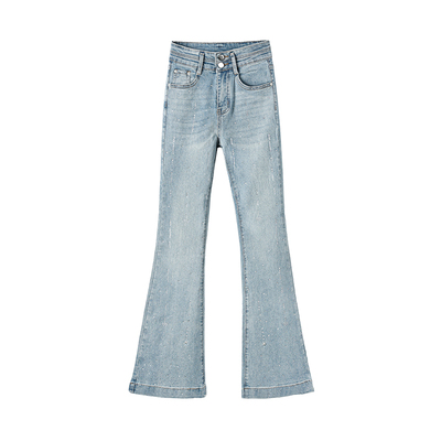 美式满天星紧身微喇牛仔裤女裤子