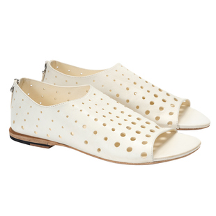 Le' Murmure 解构美学 春季新款水洗马皮露趾罗马凉鞋 镂空单鞋女