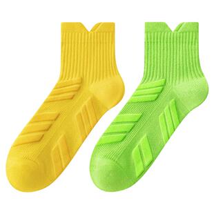 跑步袜子男款中筒纯棉黑色加厚毛巾底专业马拉松男袜专用男士运动