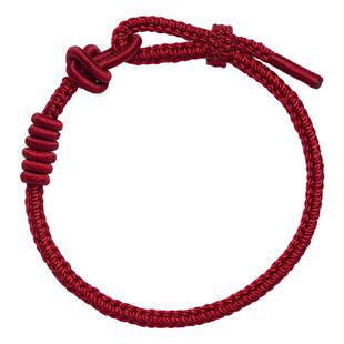 本命年红绳手链半成品红色手绳可穿珠黄金手工编织红手绳编织绳女