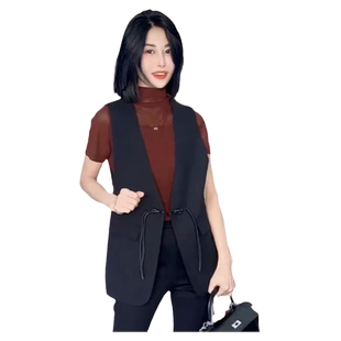 醋酸提花两面穿马甲女设计感小众时尚V领无袖背心春装气质外套潮
