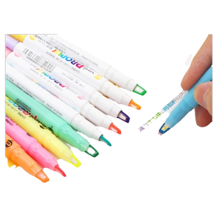 包邮日本三菱淡色系双头荧光笔可视窗UNI PROPUS学生荧光标记笔学生用一套划重点标记笔烟灰彩色记号笔套装