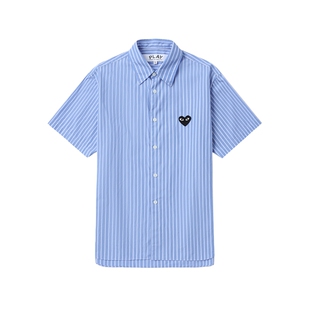 IT CDG PLAY COMME des GARCONS川久保玲情侣款翻领条纹短袖衬衫
