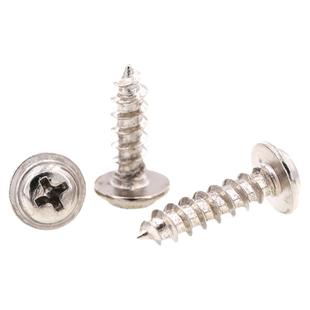 PWA镀镍黑色十字圆头带垫自攻螺丝钉尖尾钉 M2M2.3M2.6M3M3.5M4M5